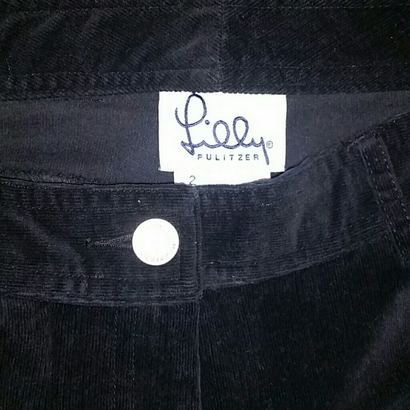 Lilly Pulitzer Women’s Black Corduroy Pants, Flare Boot Cut, Size 2 - Picture 2 of 6